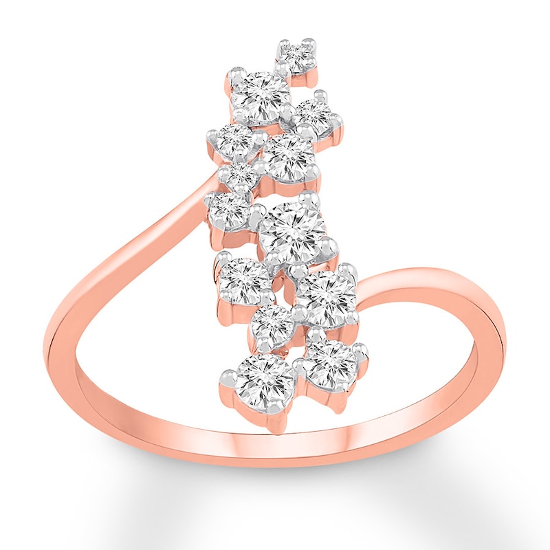 Main Image 1 of Diamond North South Ring 1/2 ct tw Round-cut 10K Rose Gold