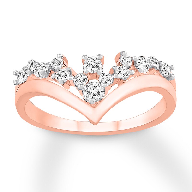 Main Image 1 of Diamond Chevron Ring 3/8 ct tw Round-cut 10K Rose Gold