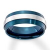 Men's Wedding Band Stainless Steel/Blue Ion-Plating 8mm