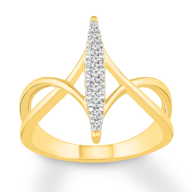 North-South Diamond Ring 1/5 ct tw Round-cut 10K Yellow Gold