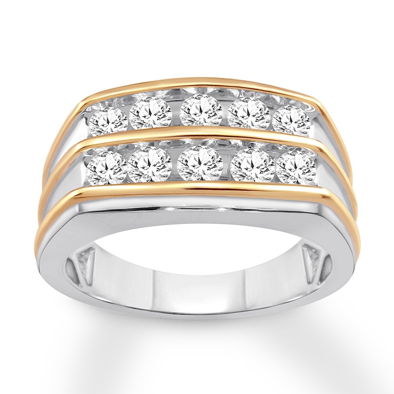 Main Image 1 of Men's Diamond Band 1 ct tw Round-cut 10K Two-Tone Gold