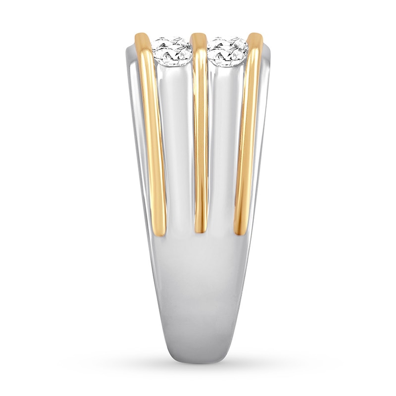 Main Image 2 of Men's Diamond Band 1 ct tw Round-cut 10K Two-Tone Gold