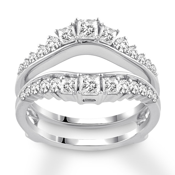 Diamond Enhancer Ring 1 ct tw Princess/Round 14K White Gold Kay Outlet