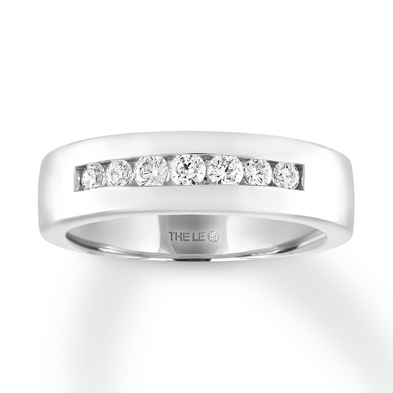 Men's THE LEO Diamond Wedding Band 3/8 ct tw Round-cut 14K White Gold