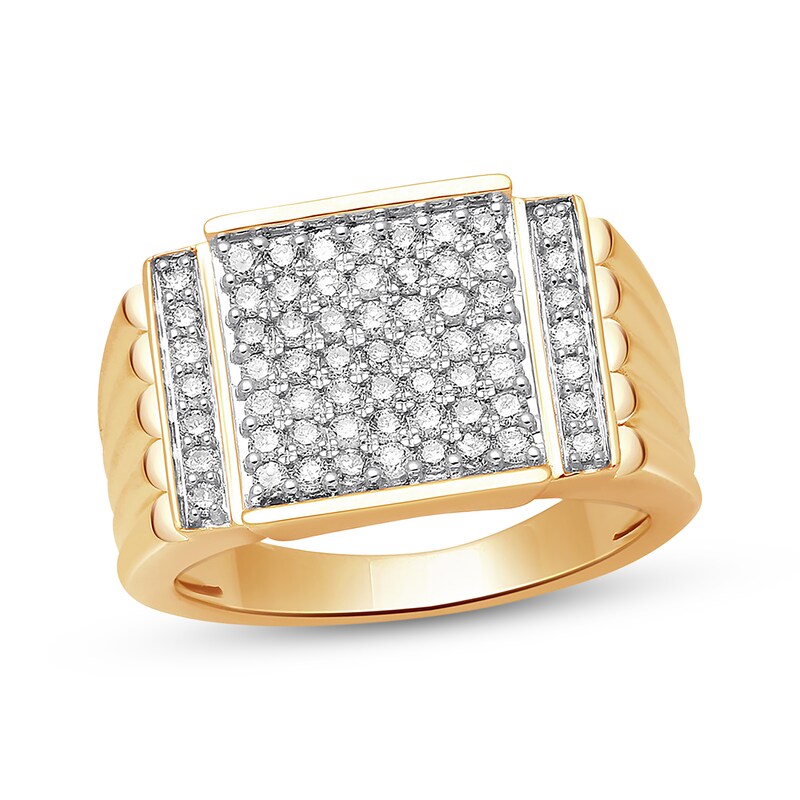 Men's Diamond Ring 1 ct tw Round-cut 10K Yellow Gold