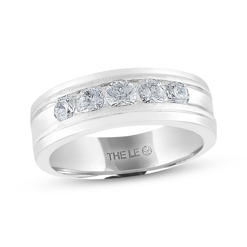 Men's THE LEO Diamond Wedding Band 1 ct tw Round-cut 14K White Gold