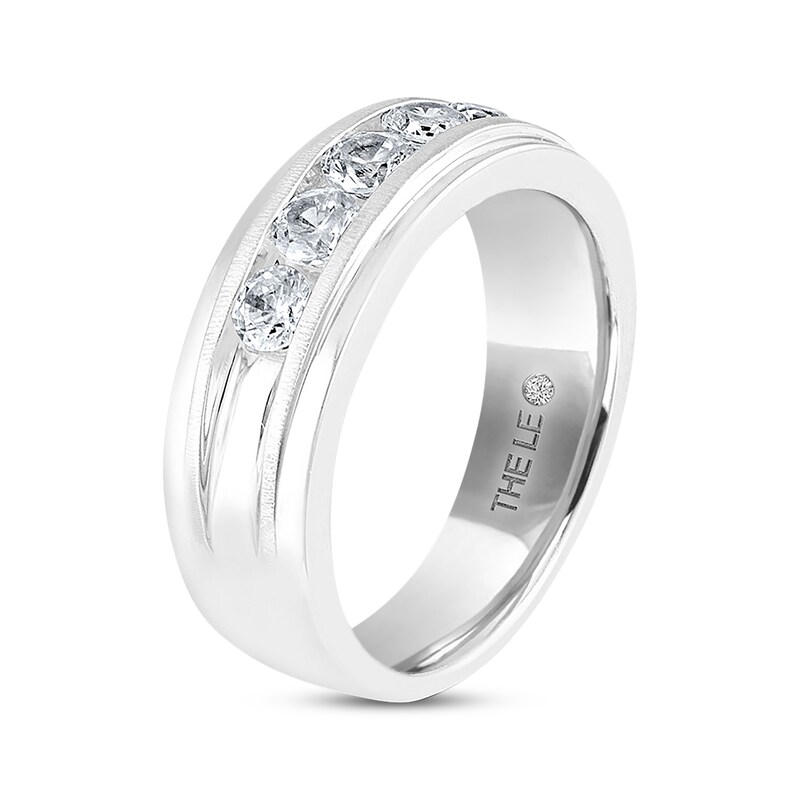Men's THE LEO Diamond Wedding Band 1 ct tw Round-cut 14K White Gold