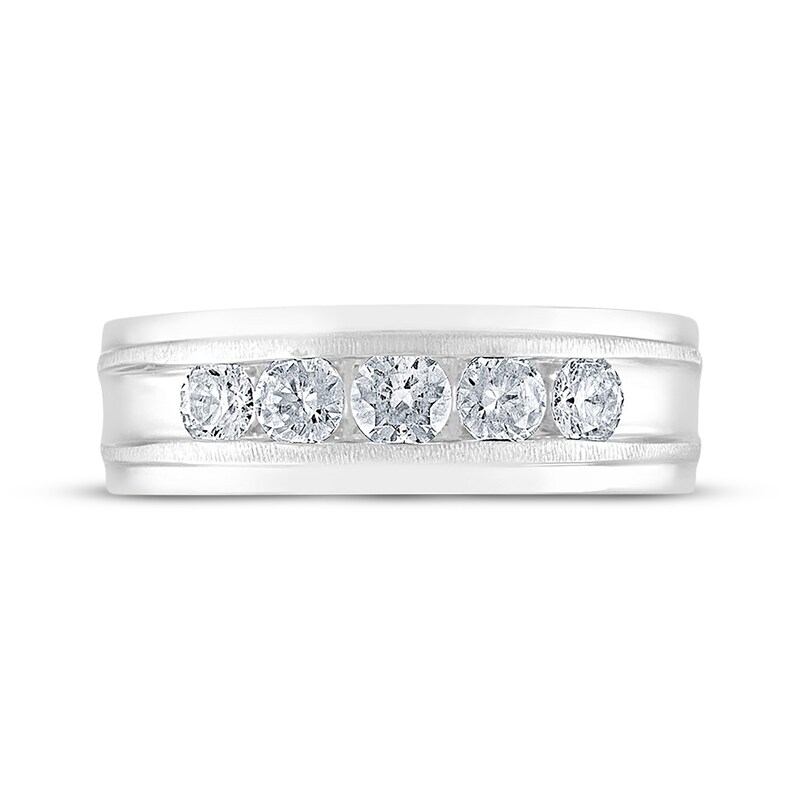 Men's THE LEO Diamond Wedding Band 1 ct tw Round-cut 14K White Gold