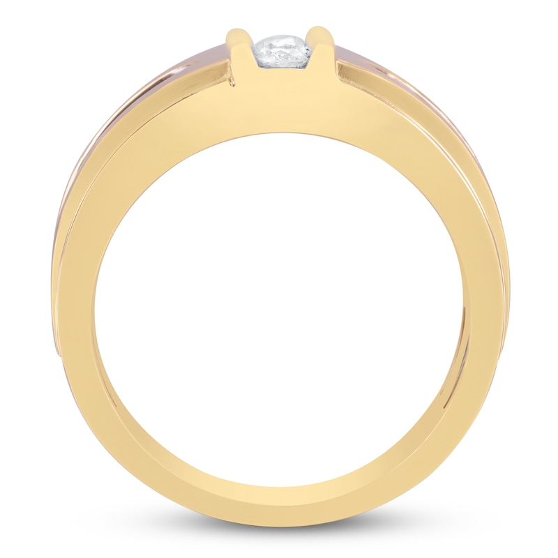 Men’s Brown and White Diamond Ring 1 ct tw 10K Yellow Gold