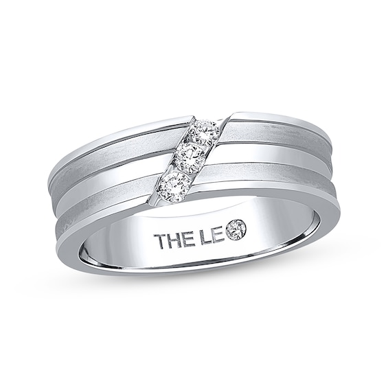 Men's Wedding Band 1/6 ct tw THE LEO Diamonds 14K White Gold