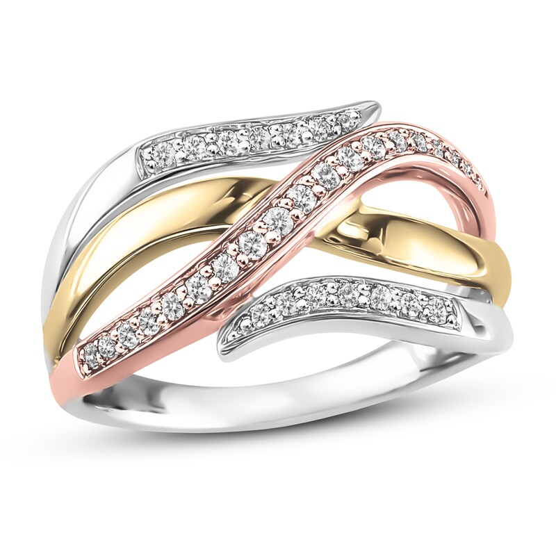Diamond Ring 1/4 ct tw Round-cut 10K Tri-Tone Gold