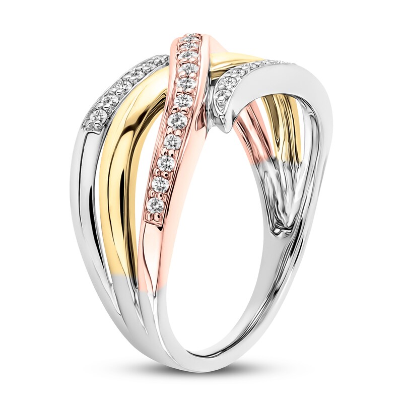 Diamond Ring 1/4 ct tw Round-cut 10K Tri-Tone Gold