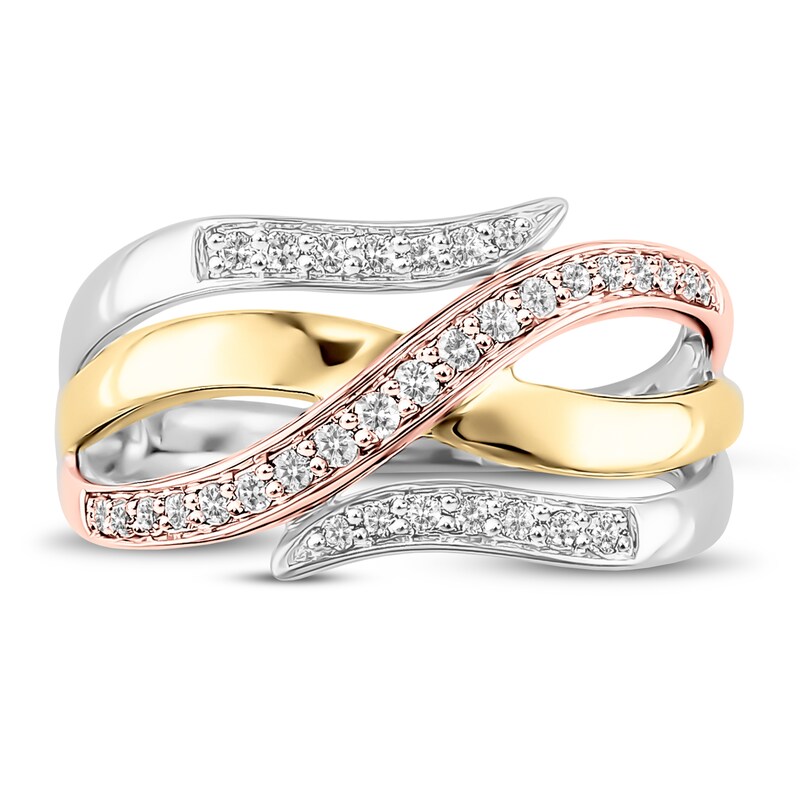 Diamond Ring 1/4 ct tw Round-cut 10K Tri-Tone Gold