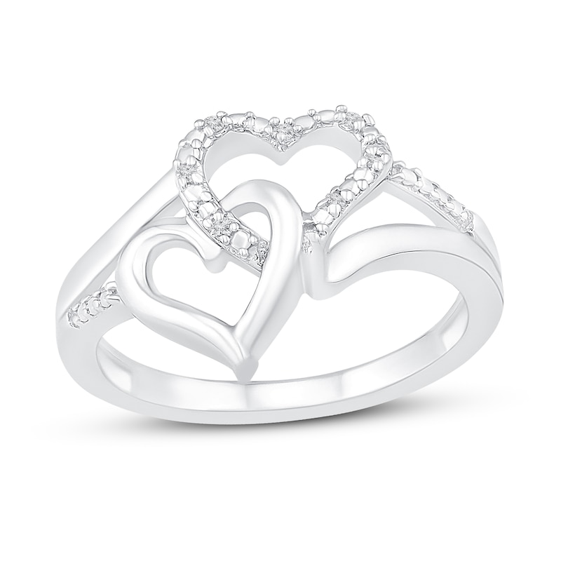 Heart Ring Diamond Accent Sterling Silver