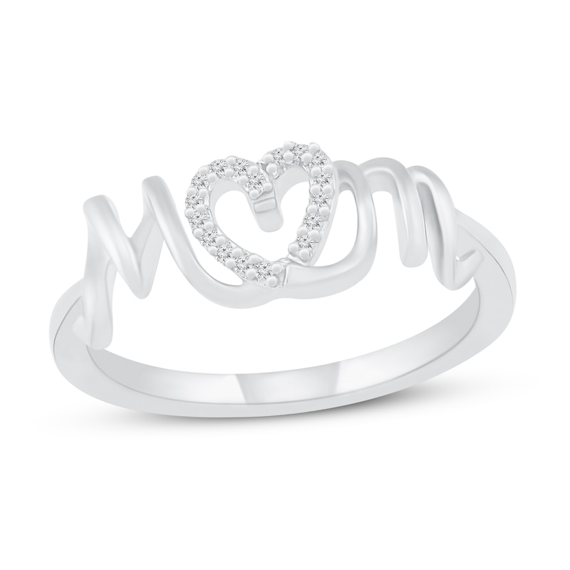 Diamond Mom Heart Ring 1/20 ct tw Sterling Silver