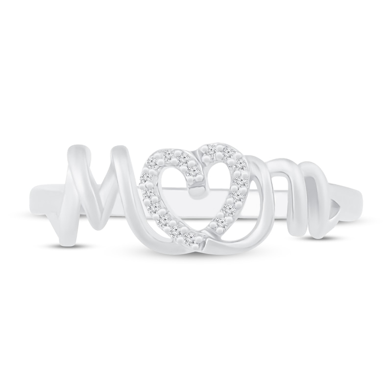 Diamond Mom Heart Ring 1/20 ct tw Sterling Silver