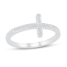 Diamond Cross Ring 1/15 ct tw Sterling Silver