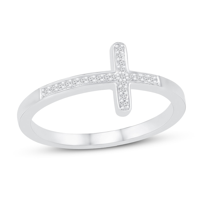 Main Image 1 of Diamond Cross Ring 1/15 ct tw Sterling Silver