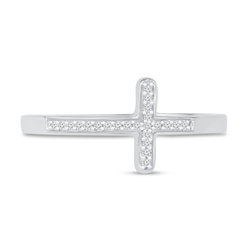 Main Image 2 of Diamond Cross Ring 1/15 ct tw Sterling Silver