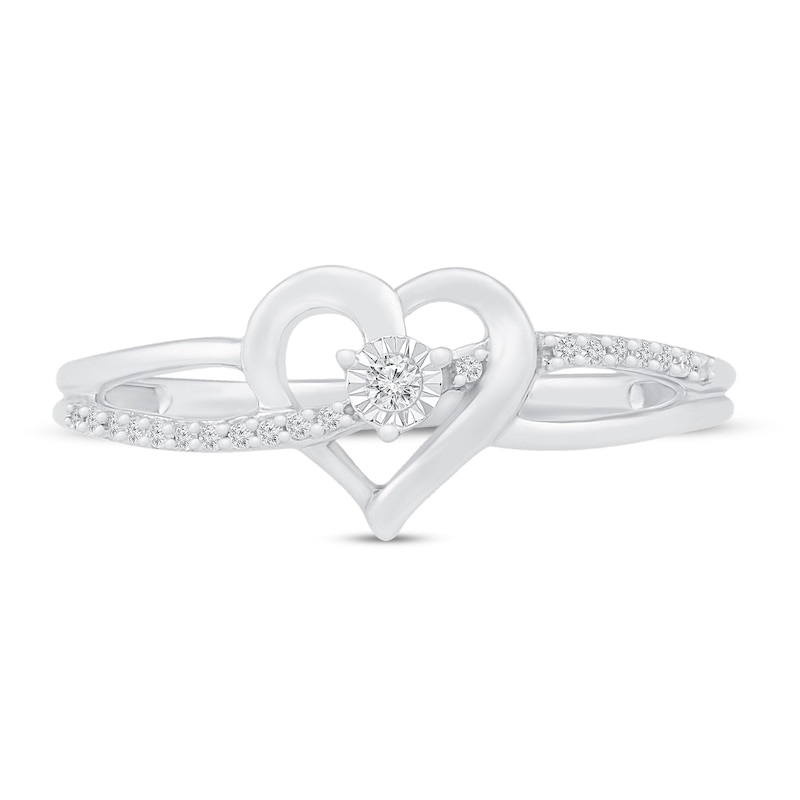 Diamond Heart Ring 1/15 ct tw Sterling Silver