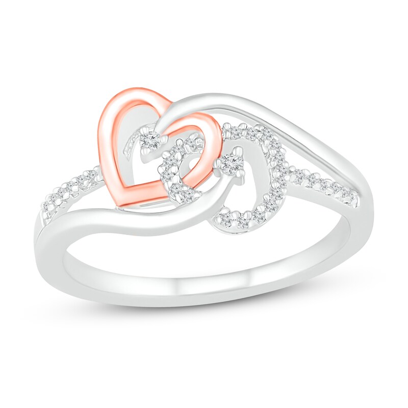 Diamond Heart Ring 1/10 ct tw 10K Rose Gold Sterling Silver