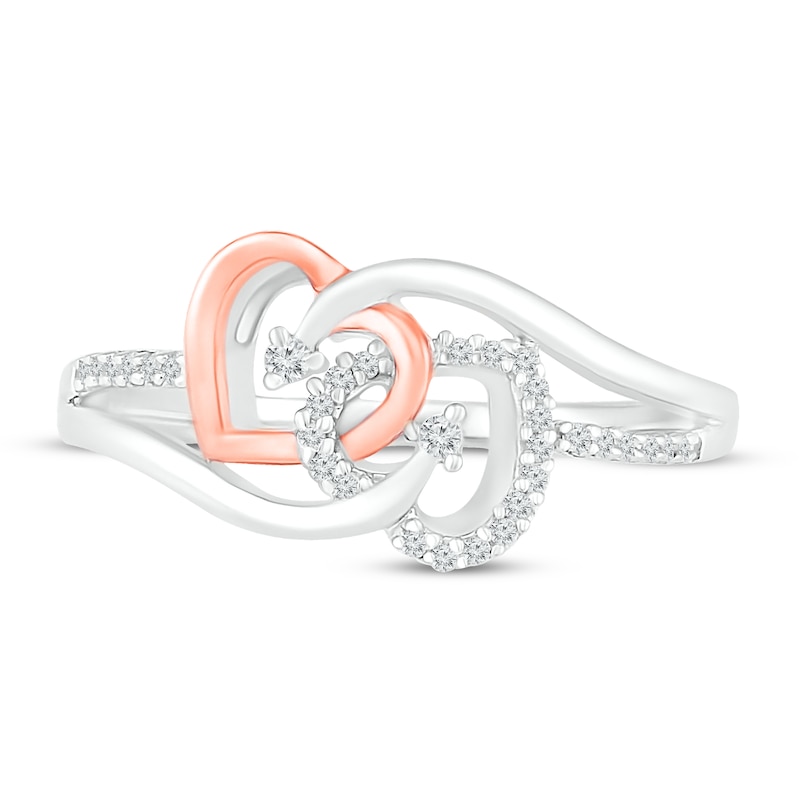 Diamond Heart Ring 1/10 ct tw 10K Rose Gold Sterling Silver