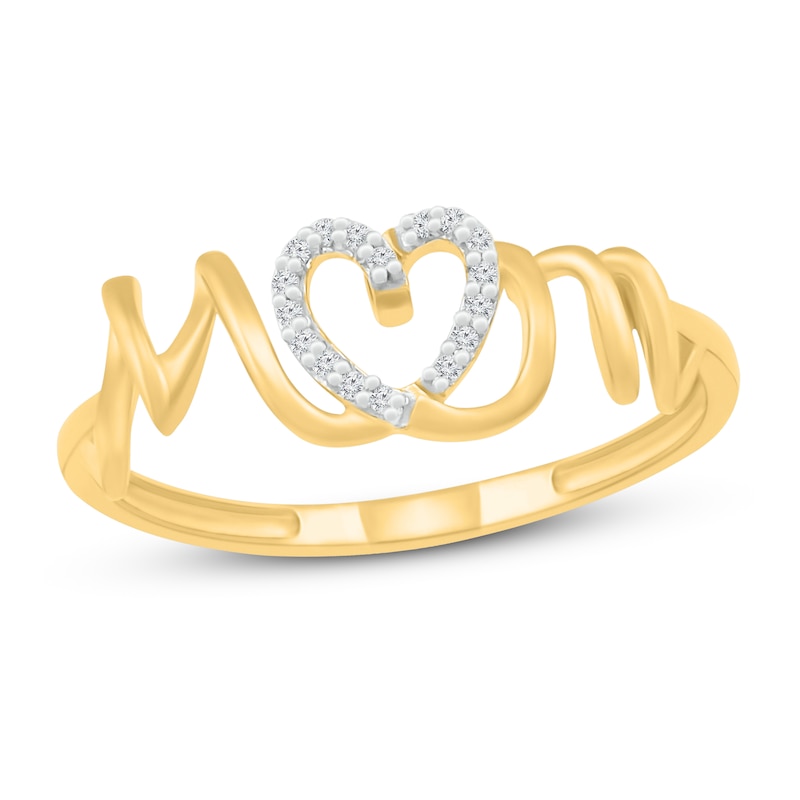 Diamond Mom Heart Ring 1/20 ct tw 10K Yellow Gold