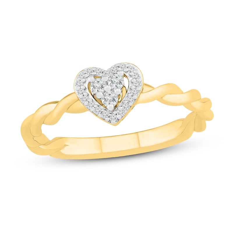 Main Image 1 of Diamond Heart Ring 1/8 ct tw 10K Yellow Gold