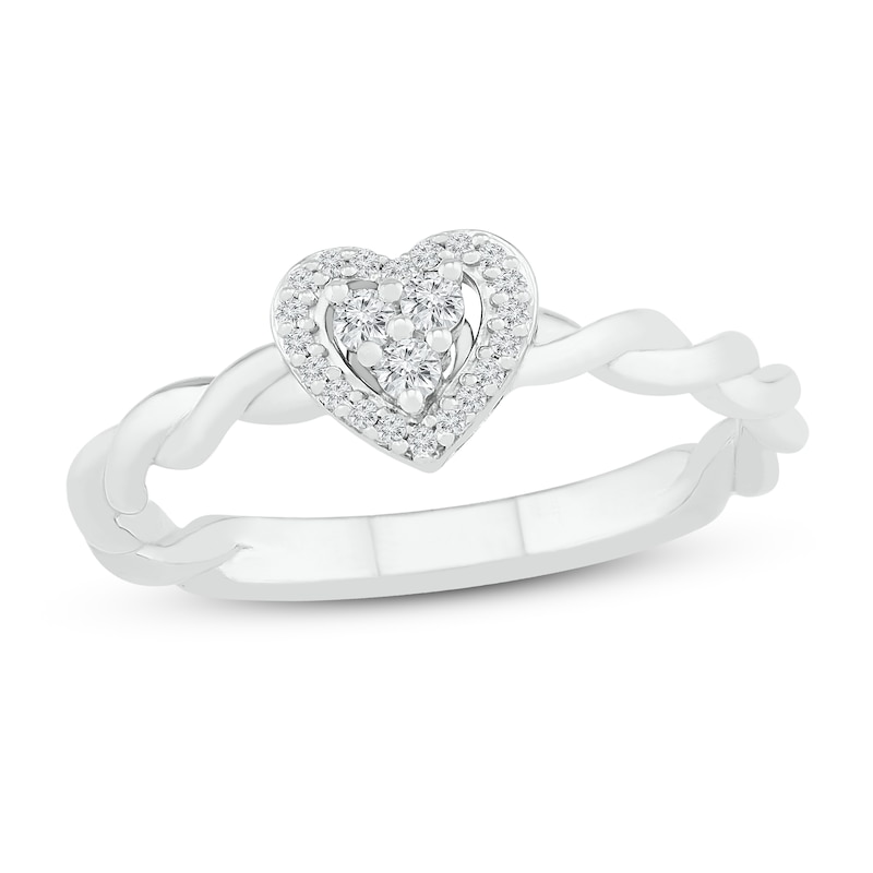 Diamond Heart Ring 1/8 ct tw 10K White Gold