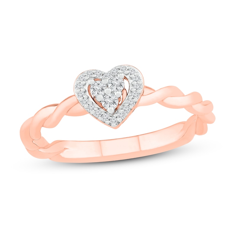 Main Image 1 of Diamond Heart Ring 1/8 ct tw 10K Rose Gold