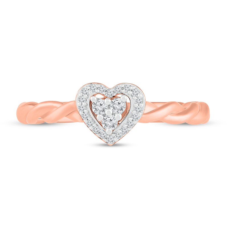 Main Image 2 of Diamond Heart Ring 1/8 ct tw 10K Rose Gold