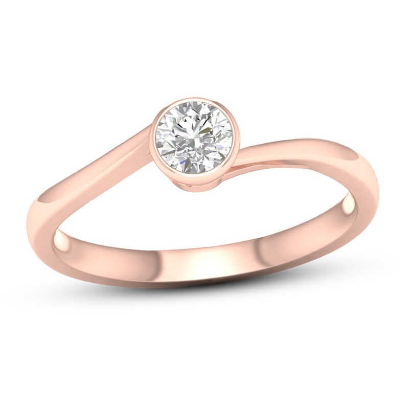 Diamond Solitaire Ring 1/5 ct tw Round-cut 10K Rose Gold