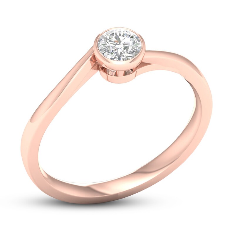 Diamond Solitaire Ring 1/5 ct tw Round-cut 10K Rose Gold