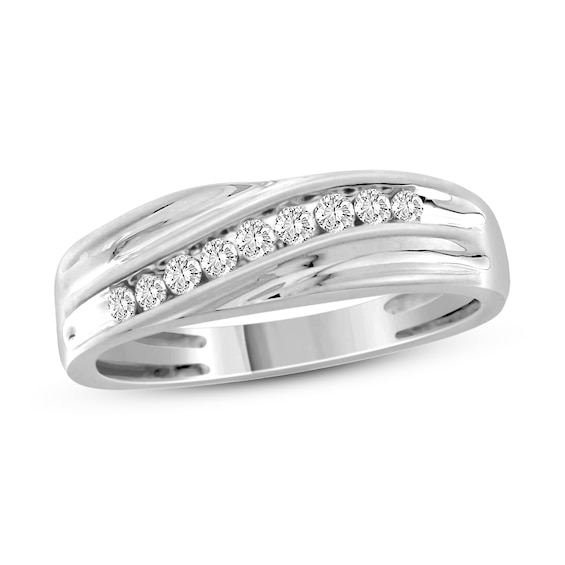 Men's Diamond Wedding Band 1/4 ct tw 14K White Gold