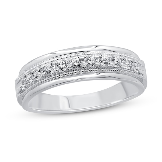 Men S Diamond Wedding Band 1 2 Ct Tw 10k White Gold Kay Outlet