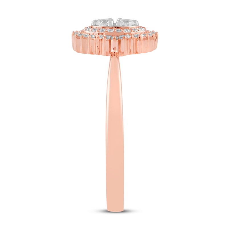 Diamond Fashion Rings 1/4 ct tw Round & Baguette 10K Rose Gold