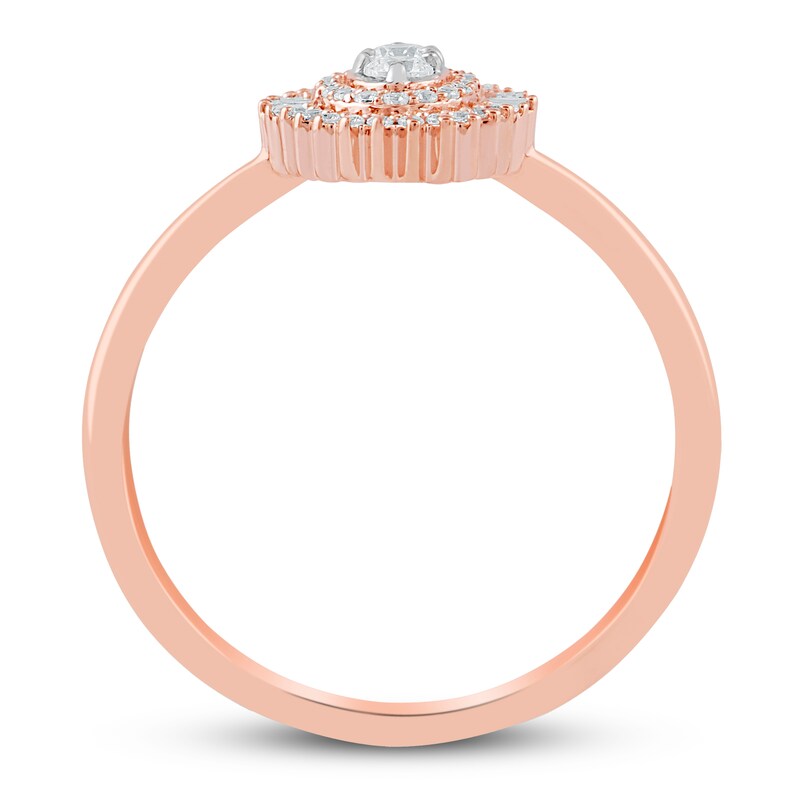 Diamond Fashion Rings 1/4 ct tw Round & Baguette 10K Rose Gold