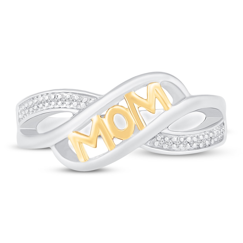 Diamond Accent Mom Ring Sterling Silver & 10K Yellow Gold
