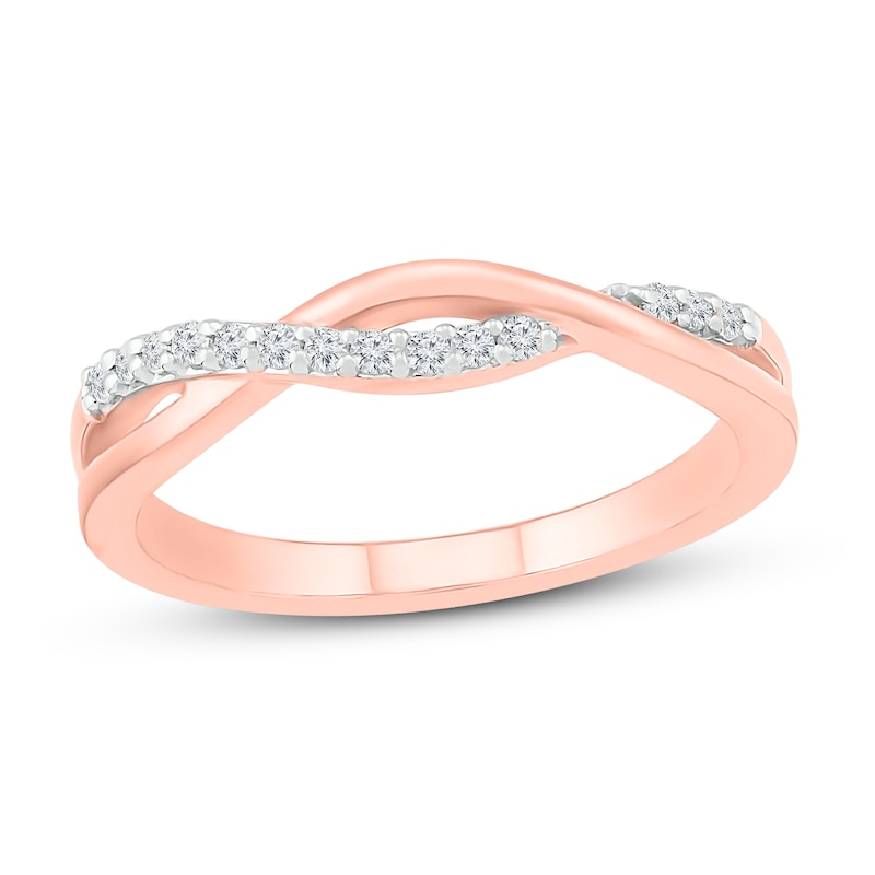 Main Image 1 of Diamond Stacking Ring 1/10 ct tw Round-cut 10K Rose Gold