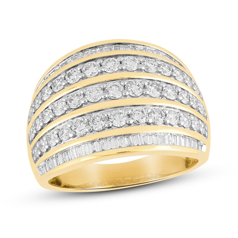 Diamond Fashion Rings 1-1/2 ct tw Round & Baguette 14K Yellow Gold