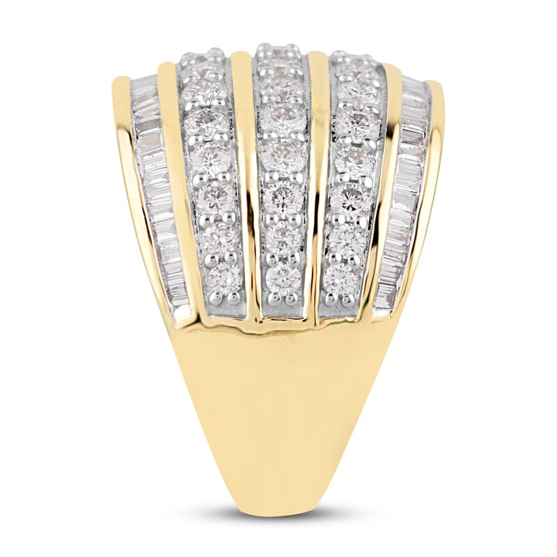 Diamond Fashion Rings 1-1/2 ct tw Round & Baguette 14K Yellow Gold