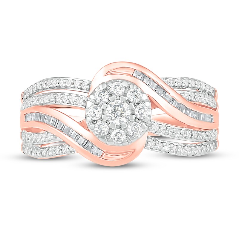 Main Image 2 of Diamond Fashion Ring 5/8 ct tw Round & Baguette 10K Rose Gold
