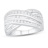 Diamond Ring 1 ct tw Baguette & Round Sterling Silver