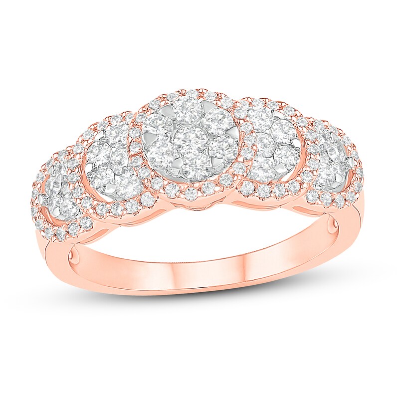 Main Image 1 of Diamond Fashion 5-Stone Cluster Ring 5/8 ct tw Round-cut 10K Rose Gold