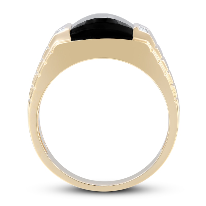 Men's Black Onyx & Diamond Ring 1/10 ct tw 10K Yellow Gold