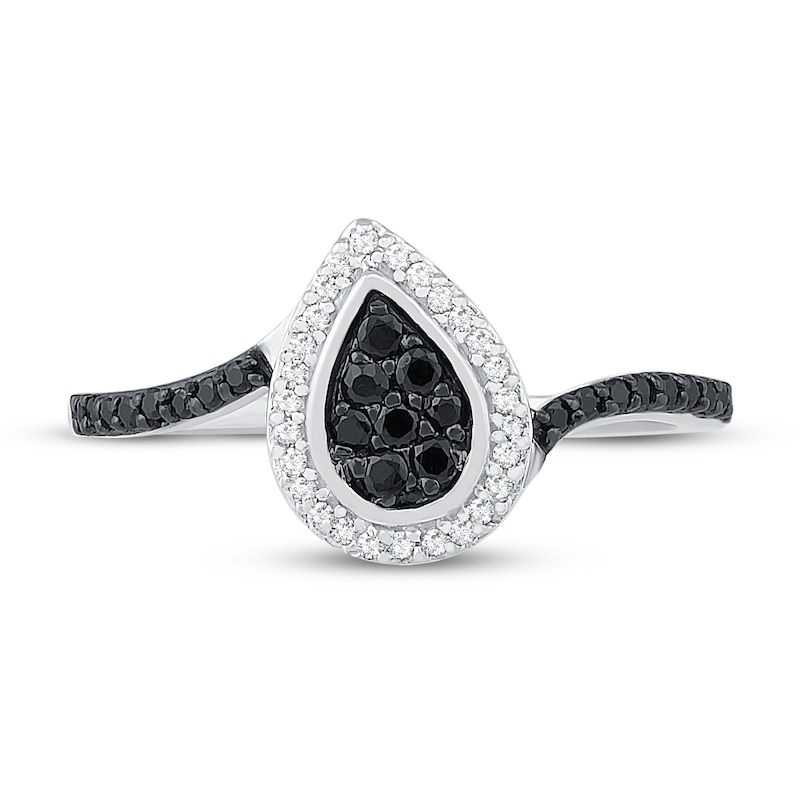 Black & White Diamond Promise Ring 1/4 ct tw Round-cut Sterling Silver