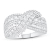 Diamond Fashion Ring 1-1/4 ct tw Round & Baguette 10K White Gold