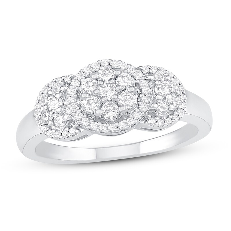 Main Image 1 of Diamond Fashion Ring 1/2 ct tw Round-cut 10K White Gold