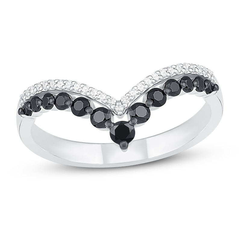 Main Image 1 of Black & White Diamond Ring 1/3 ct tw Round-cut Sterling Silver