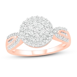 Diamond Fashion Ring 1/2 ct tw Round & Baguette 10K Rose Gold